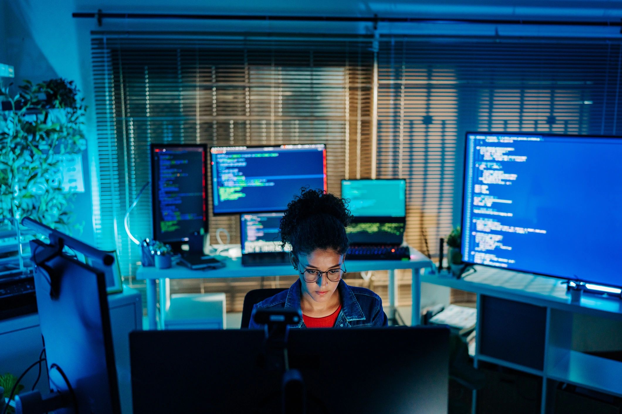 Engineer working at a technology workstation