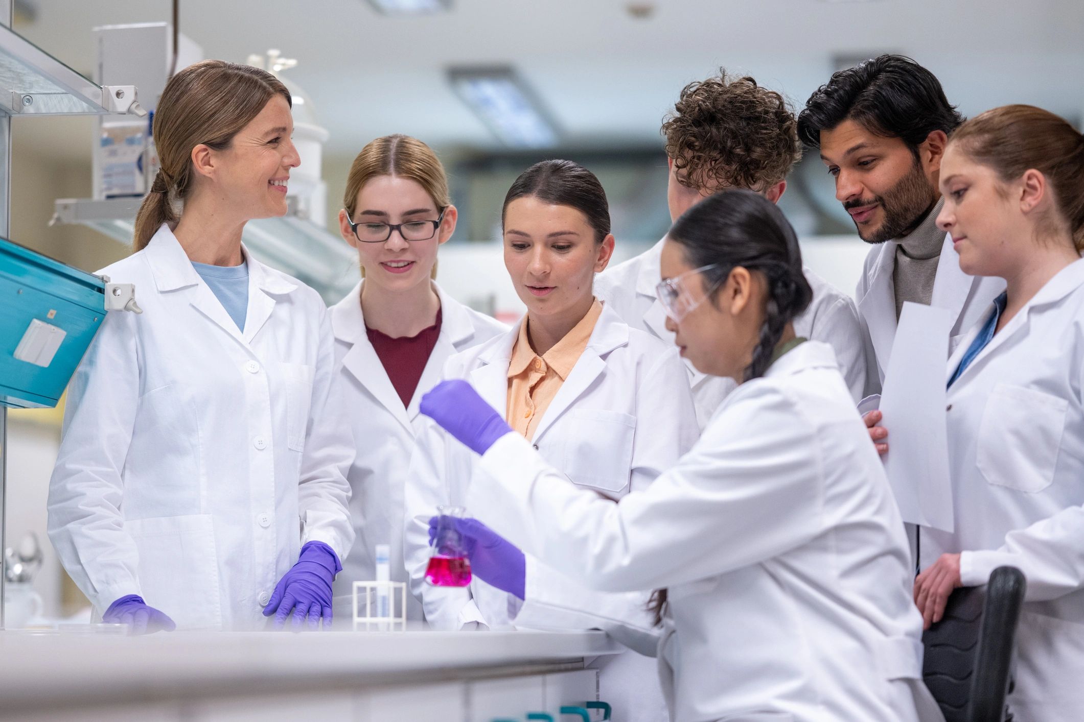 Collaborative engineering and science team in a laboratory